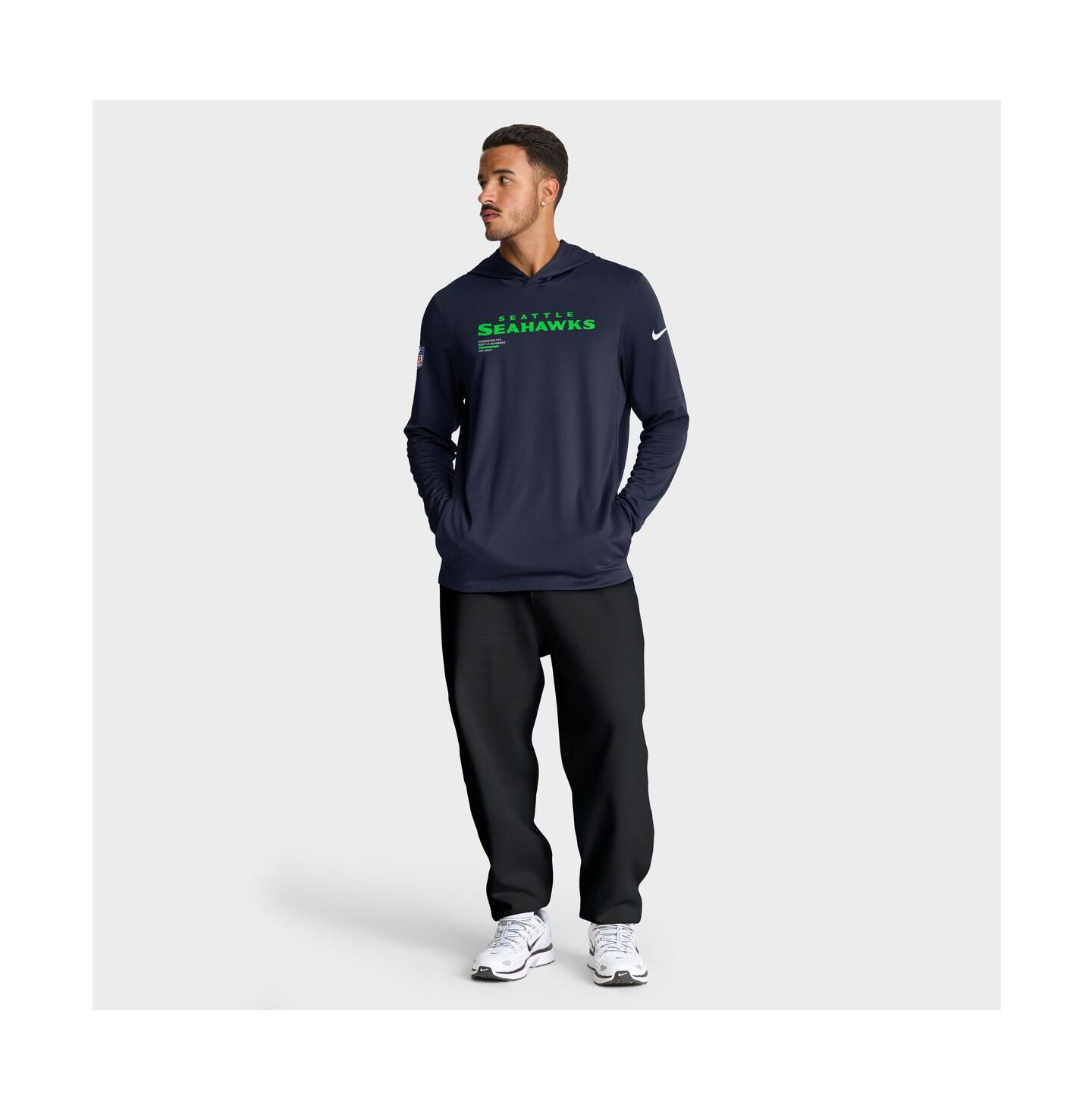 Мужское худи Nike College Navy Seattle Seahawks Sideline Pure Fury Performance Long Sleeve T-Shirt — фото 3