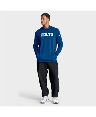 Men's Royal Indianapolis Colts Sideline Pure Fury Performance Long Sleeve Hoodie T-Shirt