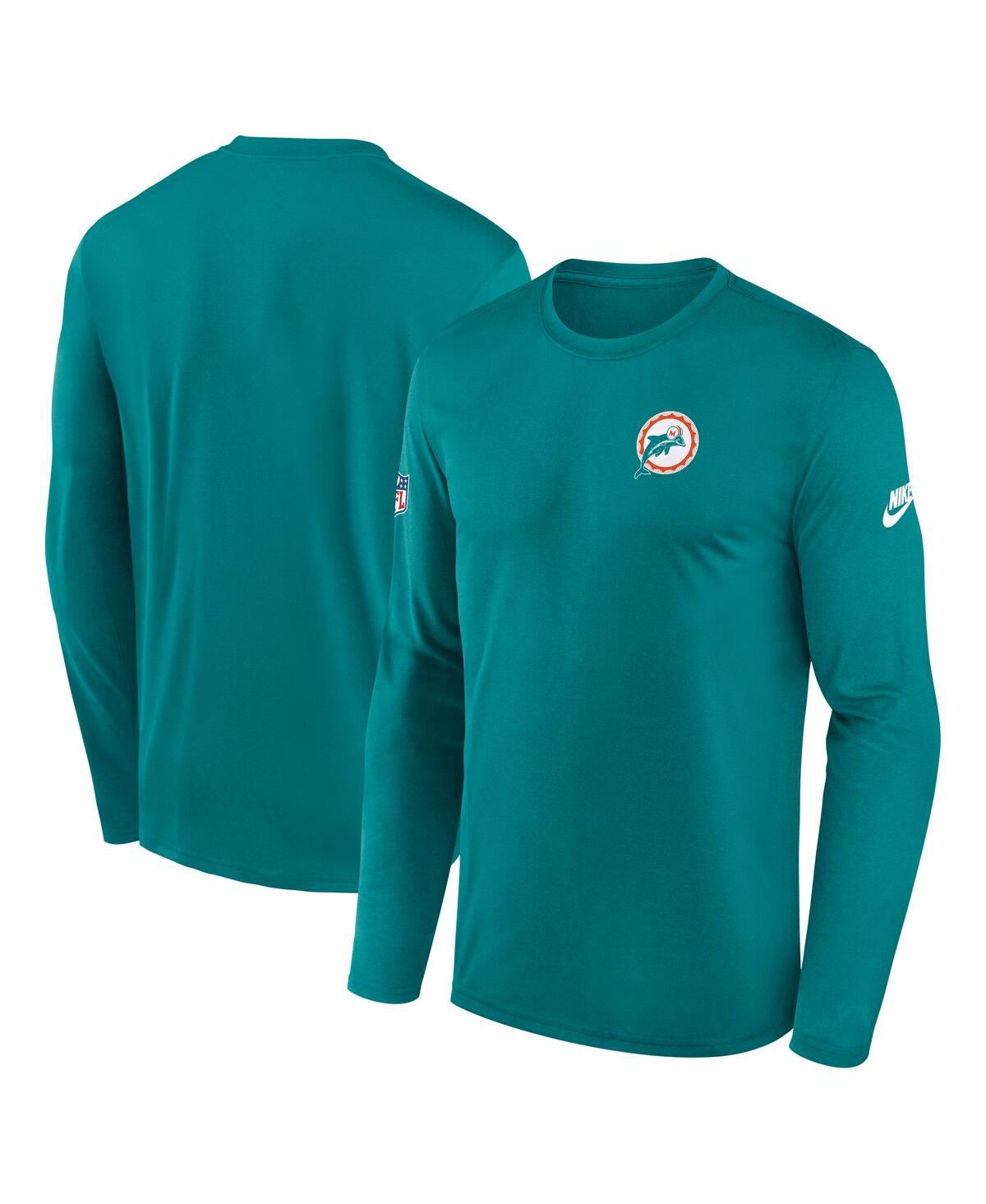 Nike Aqua Miami Dolphins Legend Small Logo Performance Long Sleeve T-shirt In Blue