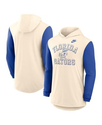 Men's Natural/Royal Florida Gators Legacy Color-Block Tri-Blend Performance Long Sleeve Hoodie T-Shirt
