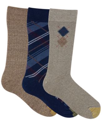 Men's 3-Pack Brooks Argyle Reinforced Toe Crew Socks