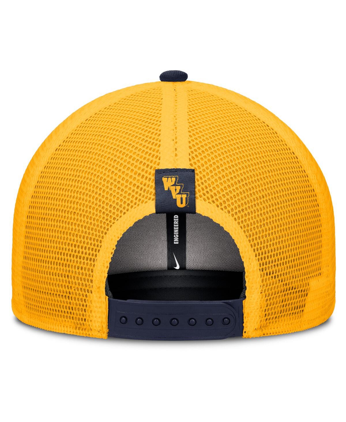 Nike Men's Navy/gold West Virginia Mountaineers Legacy Arch Rise Performance Trucker Adjustable Hat In Multi