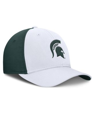 Men's White/Green Michigan State Spartans 2025 Sideline Rise Local Performance Flex Hat