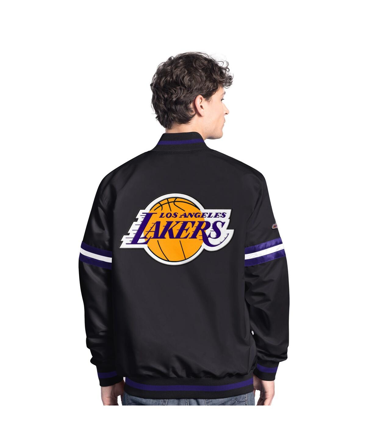 Starter Black Los Angeles Lakers Scout Varsity Full-snap Jacket In Black