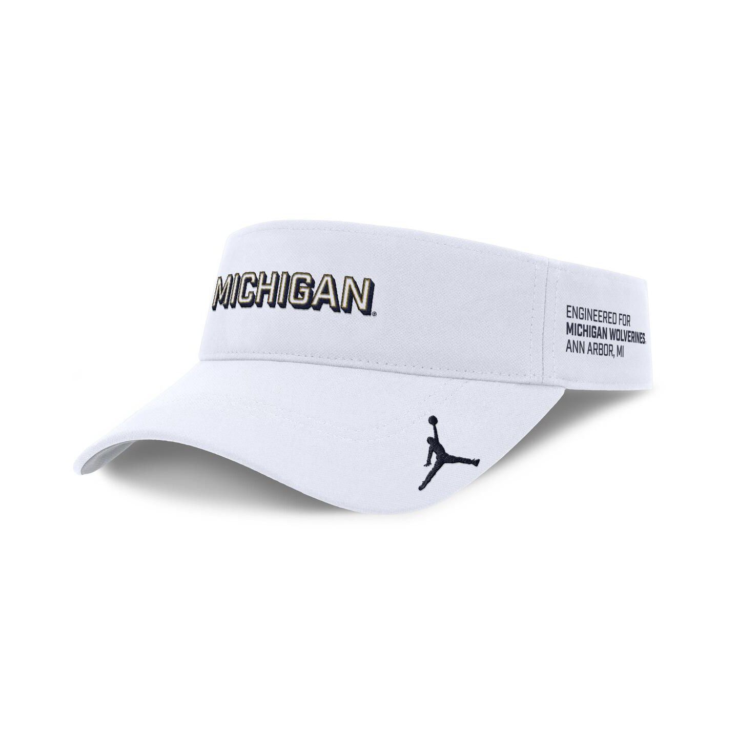 Мужские козырьки Jordan White Michigan Wolverines 2025 On-Field Gameday Performance Ace Adjustable Hat — фото 1