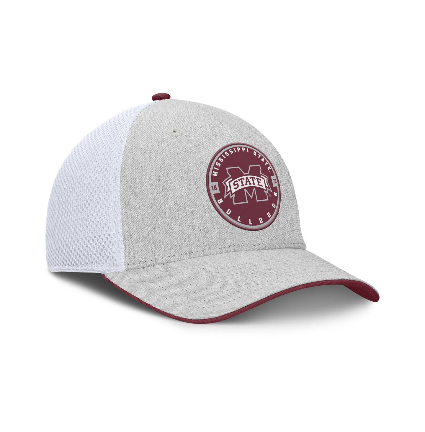Мужская кепка Fanatics Heather Gray/White Mississippi State Bulldogs Trigger Flex Hat — фото 3