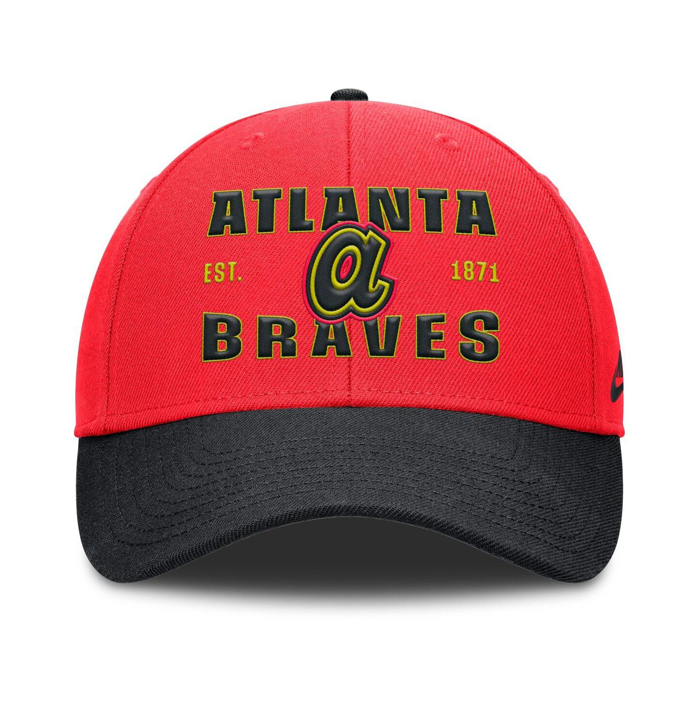 Мужская кепка Nike Crimson/Black Atlanta Braves Neon 90s Rise Adjustable Hat — фото 2