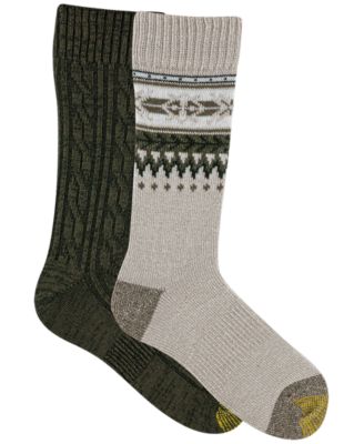 Men's 2-Pack Fairisle Border Reinforced Toe Crew Socks