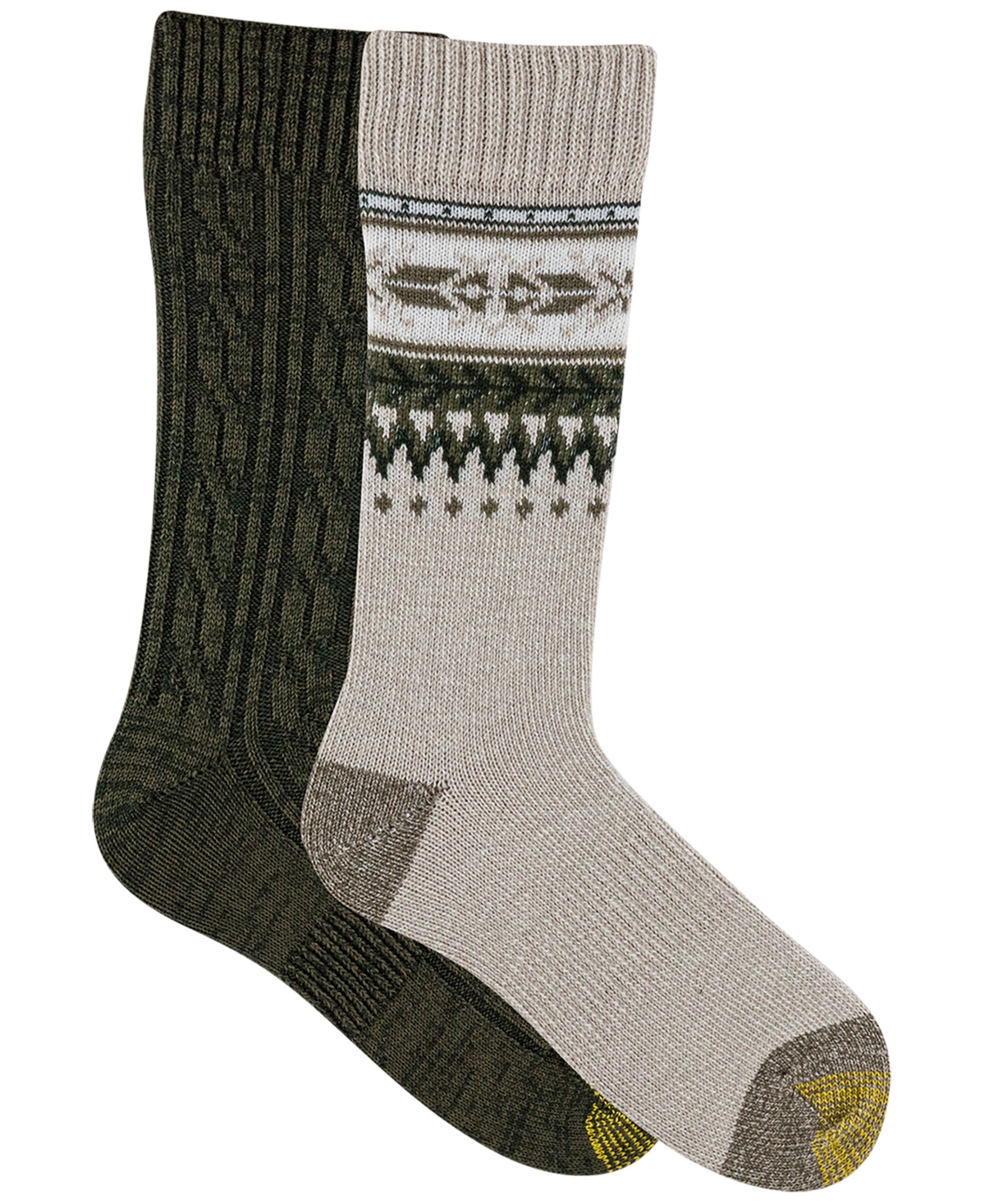 Gold Toe Men's 2-pack Fairisle Border Reinforced Toe Crew Socks In Multi