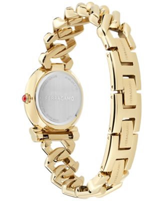 Women's Swiss Gancini Twisted Chain Gold Ion Plated Bracelet Watch 28mm