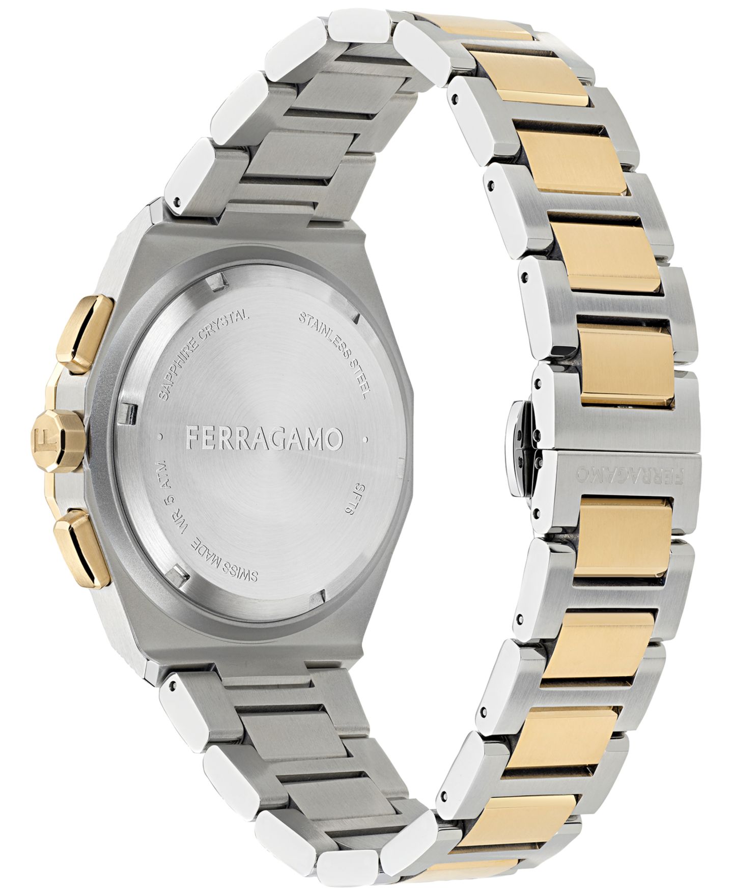 Мужской хронограф Ferragamo Swiss Edge на двухцветном стальном браслете, 42 мм — фото 3