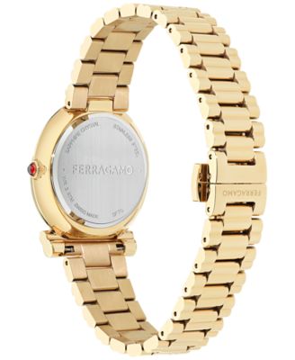 Women's Swiss Gancini Twisted Diamond Accent Gold Ion Plated Bracelet Watch 32mm