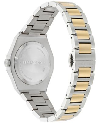 Men's Swiss Edge Diamond (1/10 ct. t.w.) Two-Tone Stainless Steel Bracelet Watch 40mm
