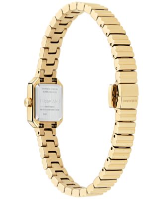 Women's Swiss Crystal Petite Gold Ion Plated Bracelet Watch 15x20mm