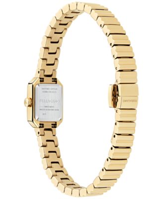 Women's Swiss Crystal Petite Gold Ion Plated Bracelet Watch 15x20mm