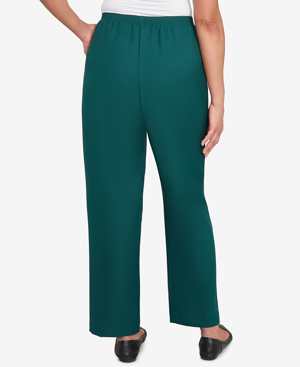 Alfred Dunner Petite Classic Poly Accord Short Length Pants In Green