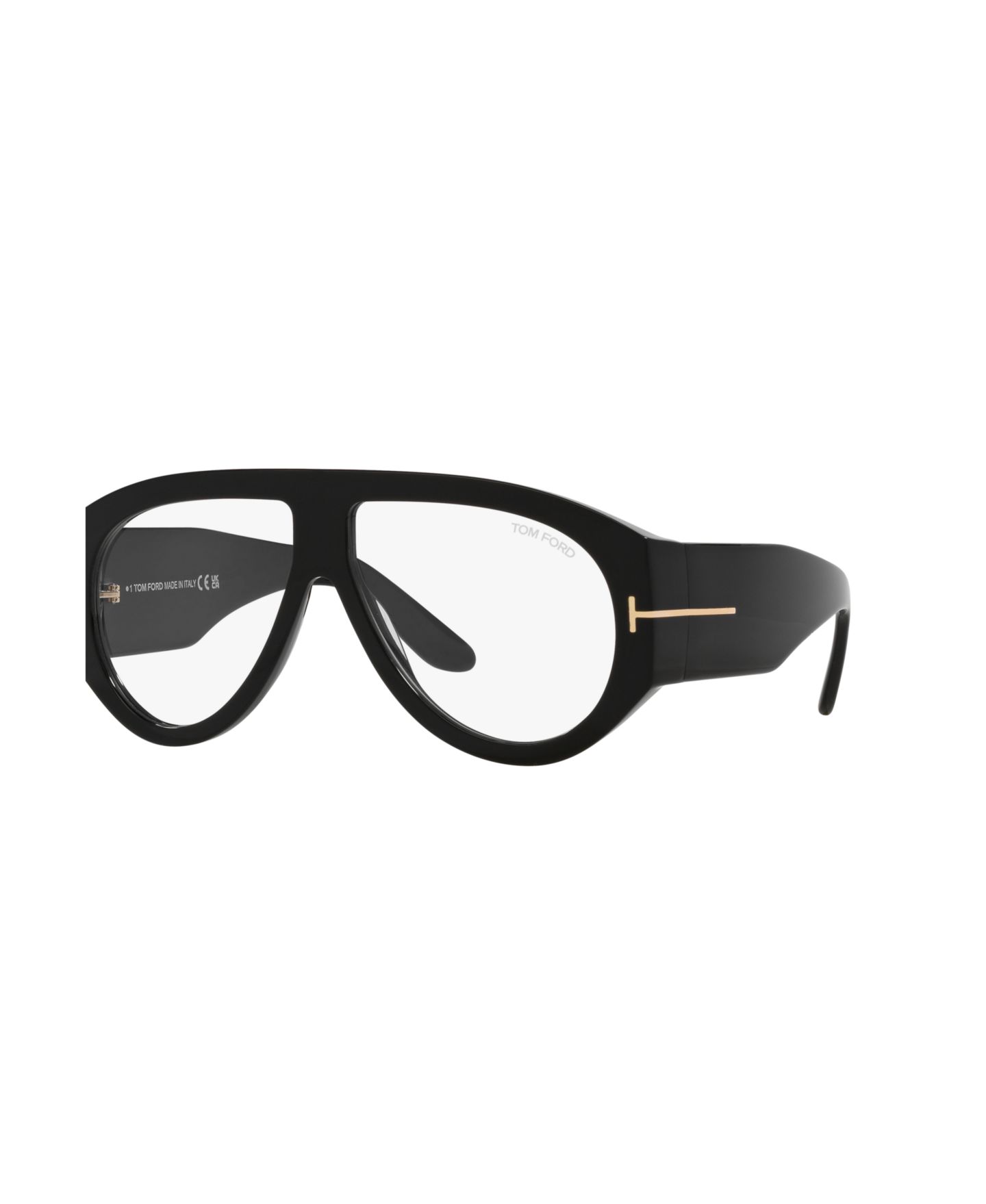 Мужские очки Tom Ford Man Pilot/Aviator Plastic FT5958-B Eyeglasses, цвет: Чёрный блестящий — фото 1