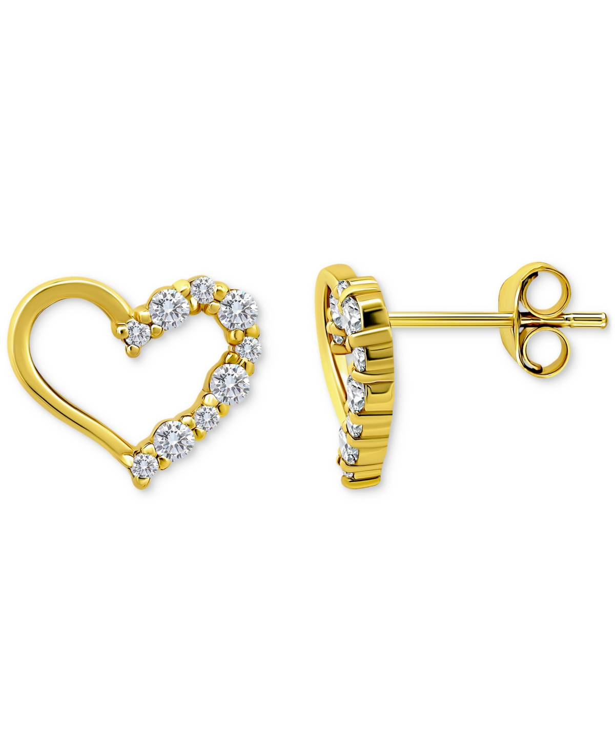 Giani Bernini Cubic Zirconia Open Heart Stud Earrings In 18k Rose Gold-plated Sterling Silver, Macy's Exclusive (a In Gold