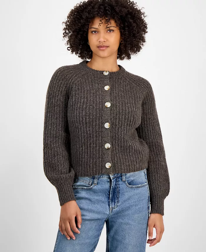 Women's Shaker Stitch Button-Front Cardigan - thumbnail 3