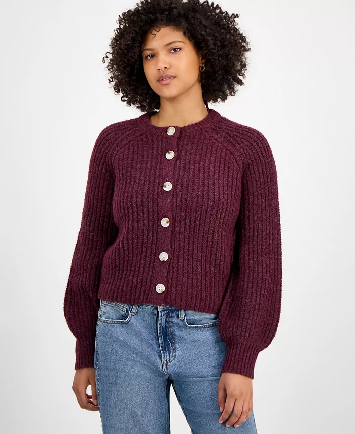 Women's Shaker Stitch Button-Front Cardigan