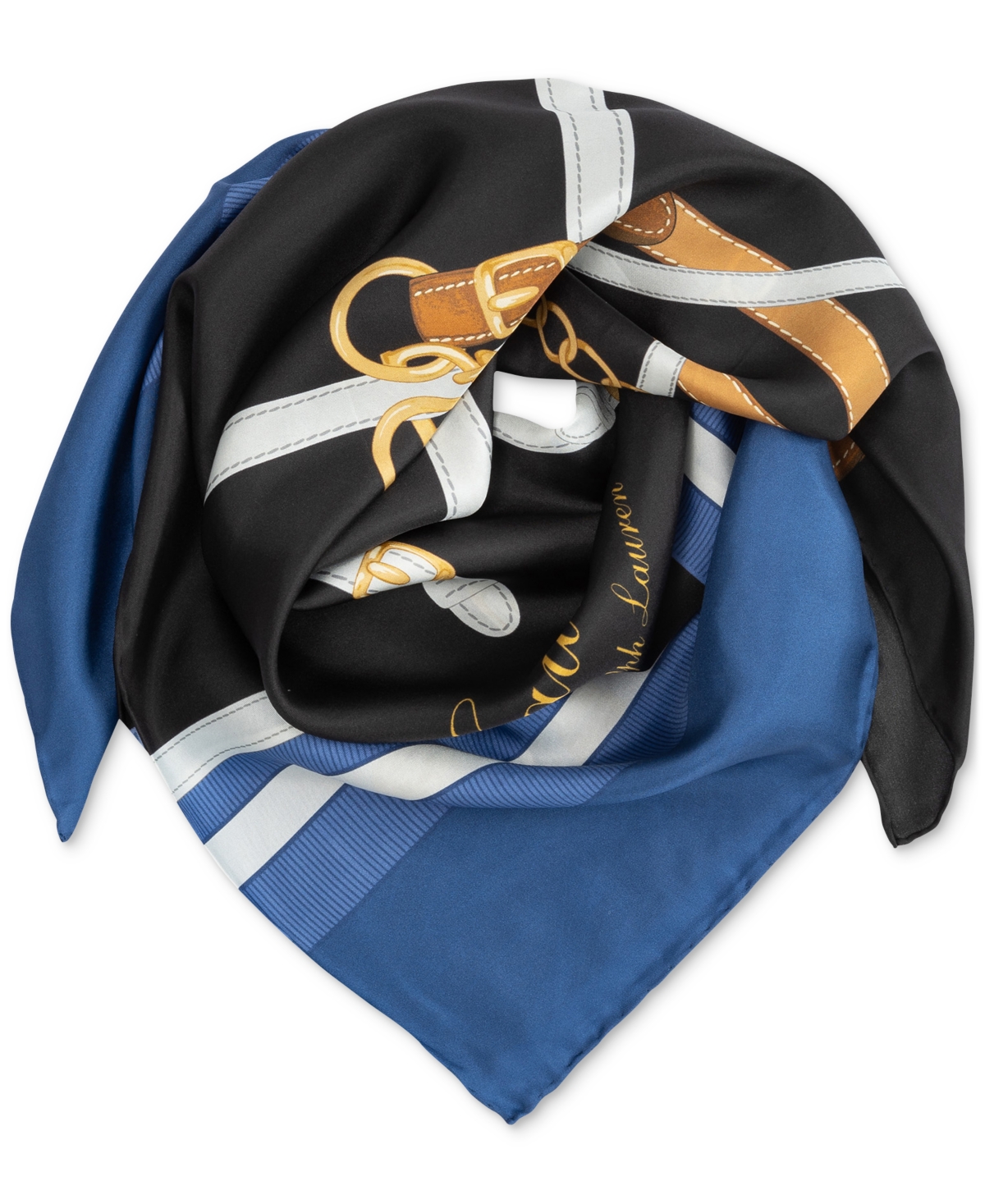Ralph Lauren Modern Belting Square Silk Scarf In Black