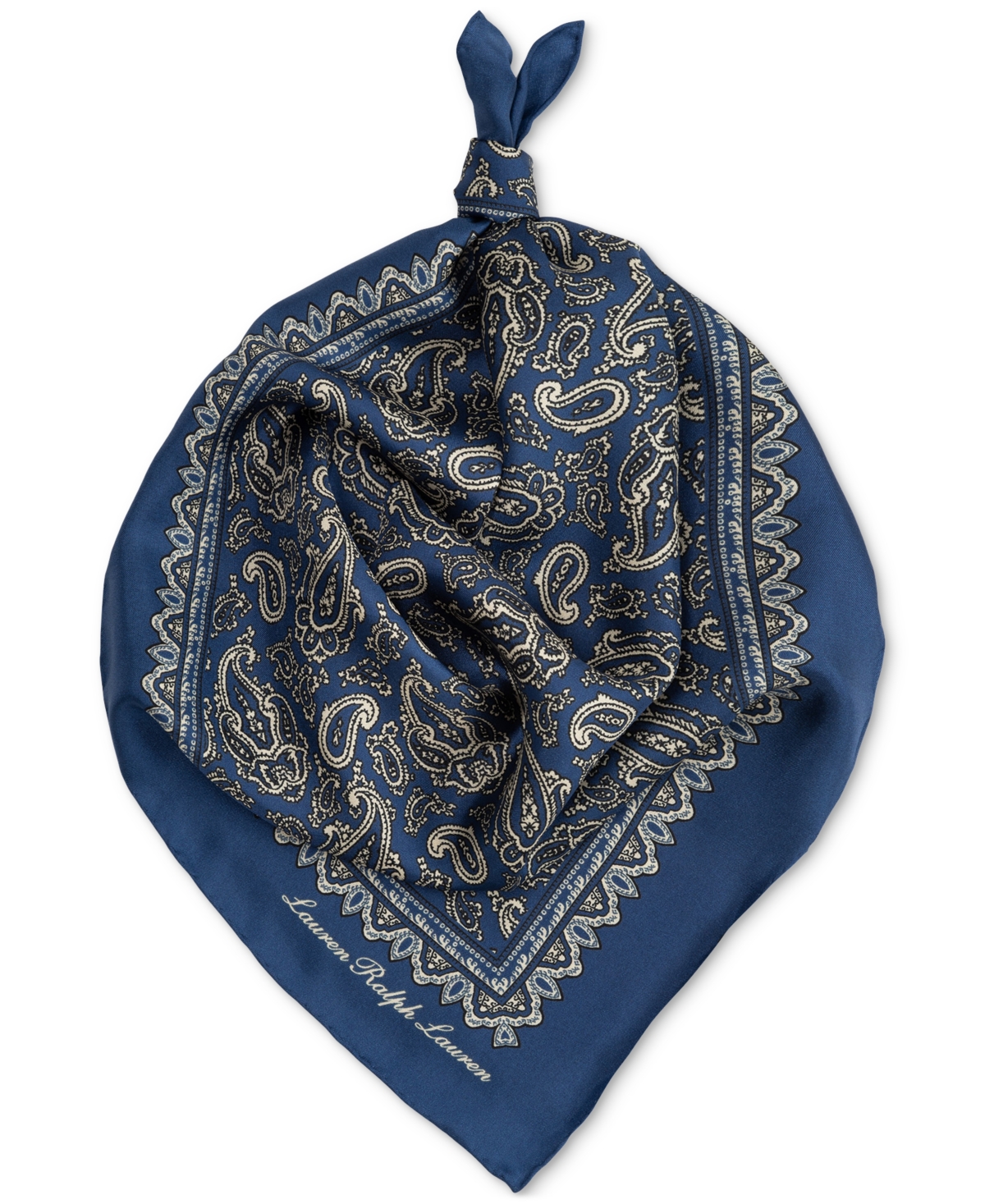 Ralph Lauren Fall Paisley Silk Bandana Scarf In Blue