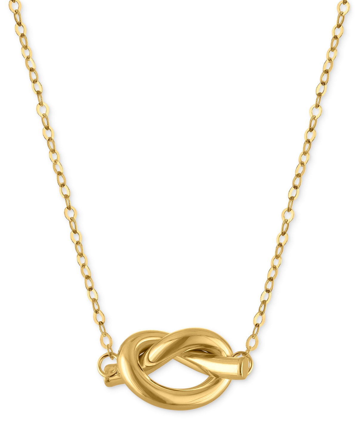 Macy's Polished Love Knot Station 18" Pendant Necklace In 10k Gold In Gold