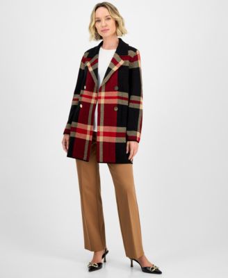 Women's Plaid Faux-Button Cardigan