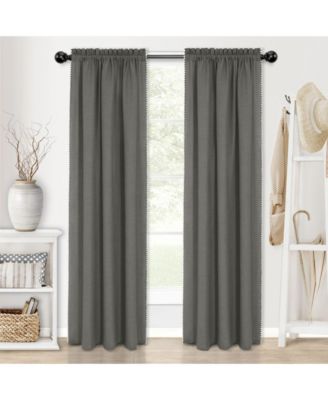 2 Piece Hamptons Coastal Living Textured Semi Sheer Rod Pocket Curtain Panels - 84 in. Long