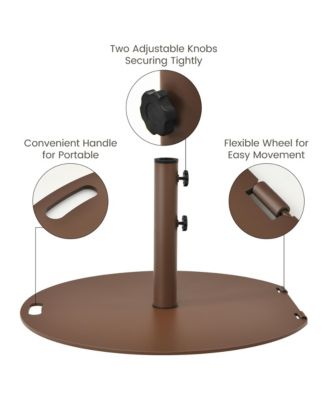 Round Weighted Patio Umbrella Base Stand 50 lbs w/ 3 Adapters
