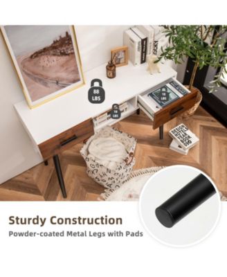 42 Inch Industrial Console Table with 2 Drawers for Entryway Hallway