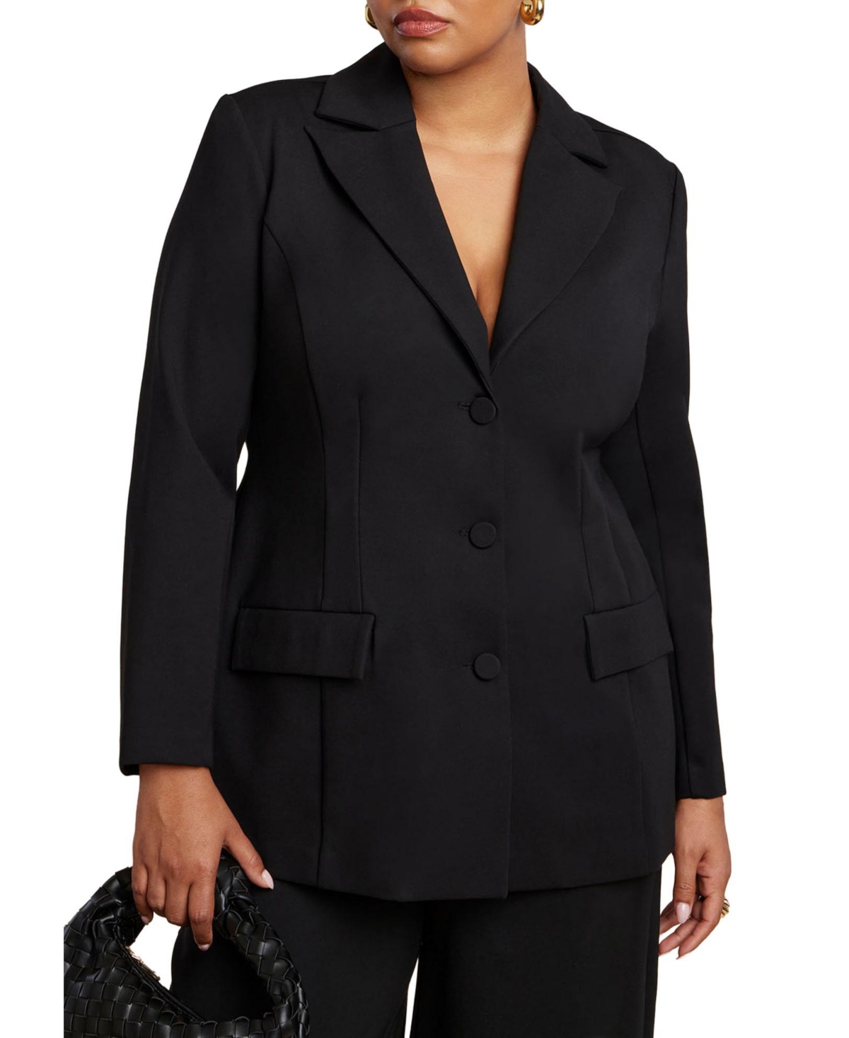 Women's Plus Size Ultimate Nipped Waist Blazer - Maroon banner
