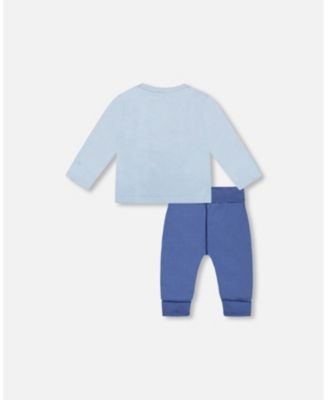 Baby Boys Cotton Jersey Two-Piece Top and Pant Set Blue