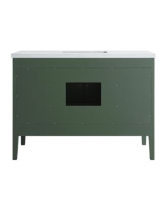 Fully Assembled 48" Freestanding Single Sink Bathroom Vanity with Solid Wood Construction and Engineered Marble Top