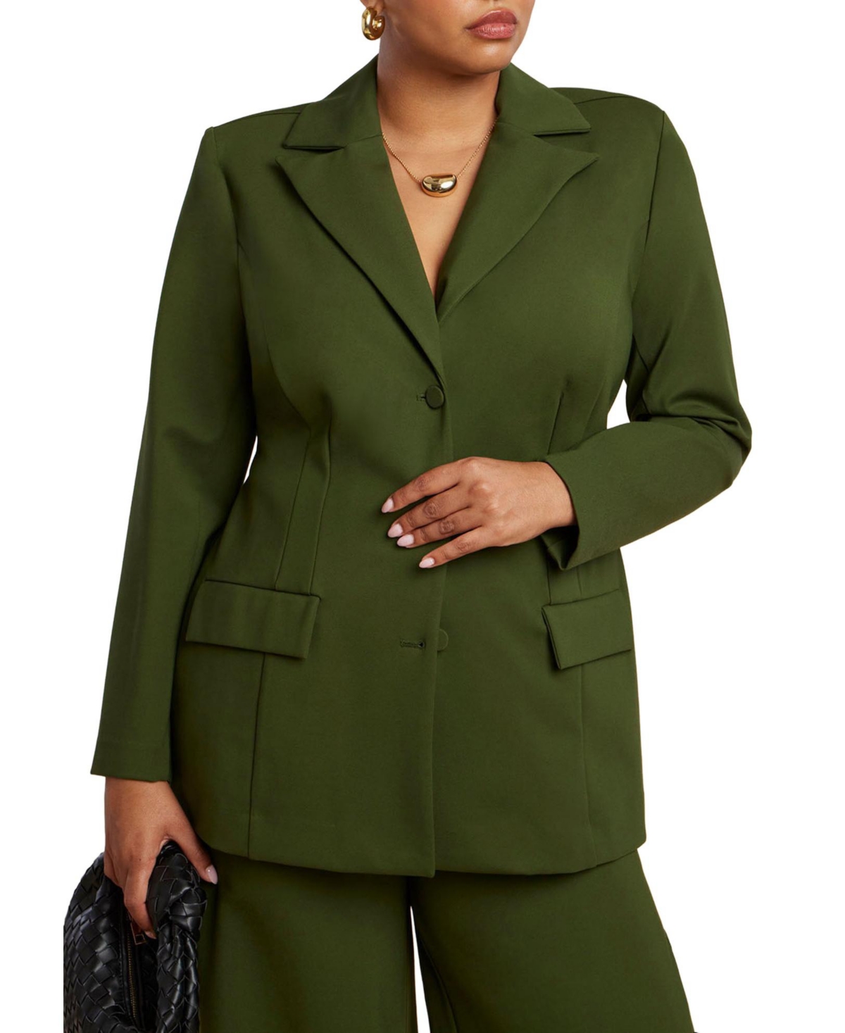 Women's Plus Size Ultimate Nipped Waist Blazer - Maroon banner
