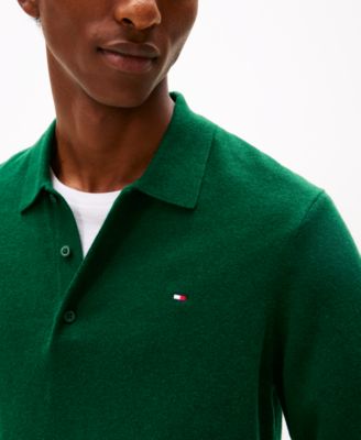 Men's Long-Sleeve Polo Cotton Cashmere Sweater	