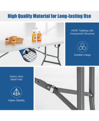 portable folding camping table with carrying handle for picnic