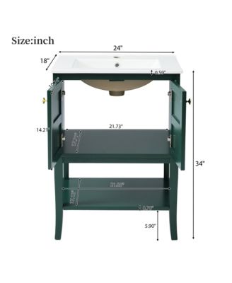 24" Bathroom Vanity Cabinet with Sink Top, Modern Storage Cabinet with 2 Doors, Single Basin Unit