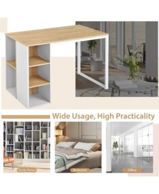 Computer Desk with 5 Side Shelves and Metal Frame