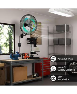  20 Inch Wall Mount Fan with 3 Fan Speeds and Adjustable Tilt Head  Air Circulation Appliance