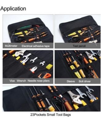 23 Pocket Tool Bag Roll Up for Men Birthday gifts, Portable Tool Storage with Zipper Pouch, Compact Small Toolbag for Handyman RV Owners, Father Day
