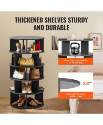 5-Tier Rotating Shoe Rack Tower, 360° Spinning Carousel Organizer for Entryway