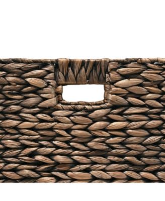 Bryce Farmhouse Hand-Woven Hyacinth Collapsible Storage Cube Baskets with Handles, Set of 5