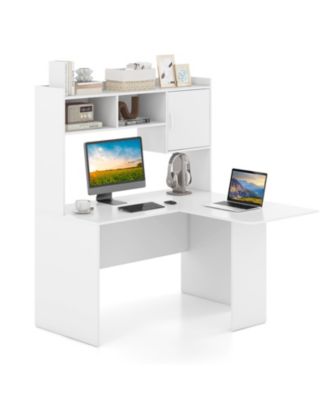 L-Shaped Desk Corner Computer Desk with Open Storage Hutch and Cabinet