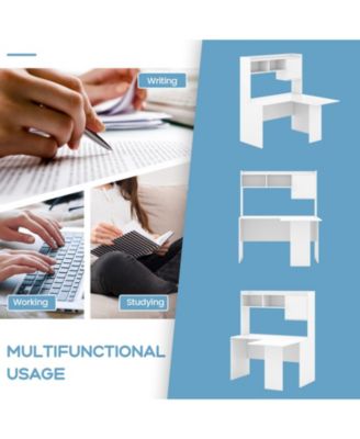 L-Shaped Desk Corner Computer Desk with Open Storage Hutch and Cabinet