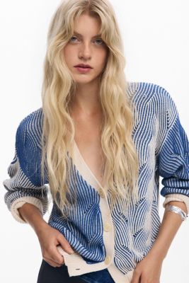 Women's Two-tone knit cardigan