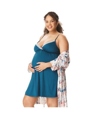 Motherhood Women's Maternity Robe and Nursing Chemise Sleep Set