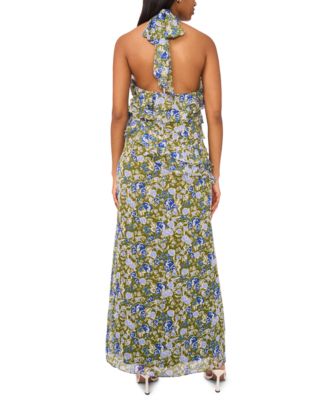 Women's Sleeveless Halter-Neck Chiffon Maxi Dress
