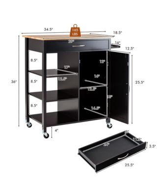 Mobile Kitchen Island Cart Serving Utility Trolley Drawer Shelf Towel Rack