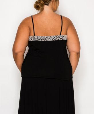 Plus Size Pebble Mesh Mix Panel Camisole Tank Top